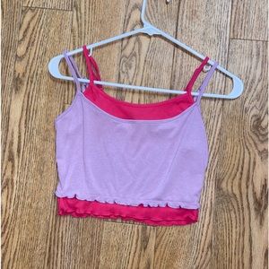 layered bright purple and pink crop tank top cami